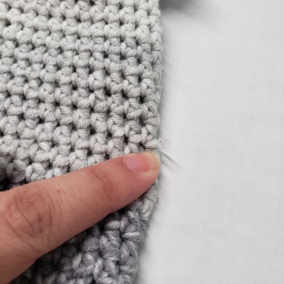 Handmade Crochet Drawstring Pouch Gray Small Purse Makeup Bag Renaissance Witchy - Picture 9 of 11